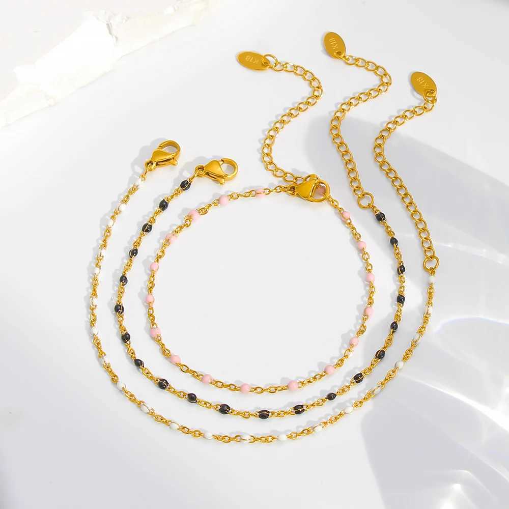 Elegant Beaded Chain 18K Gold Plated Stainless Steel Dainty Stackable Everyday Jewelry Accessory M251213