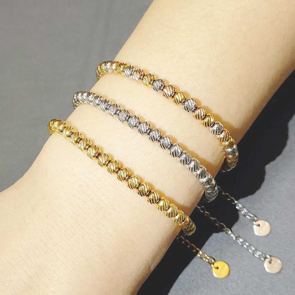 Gold Plated Metal Beaded for WomenAdjustable Stainless Steel Embossing Bead ChainChic Female Jewelry Gifts M251213
