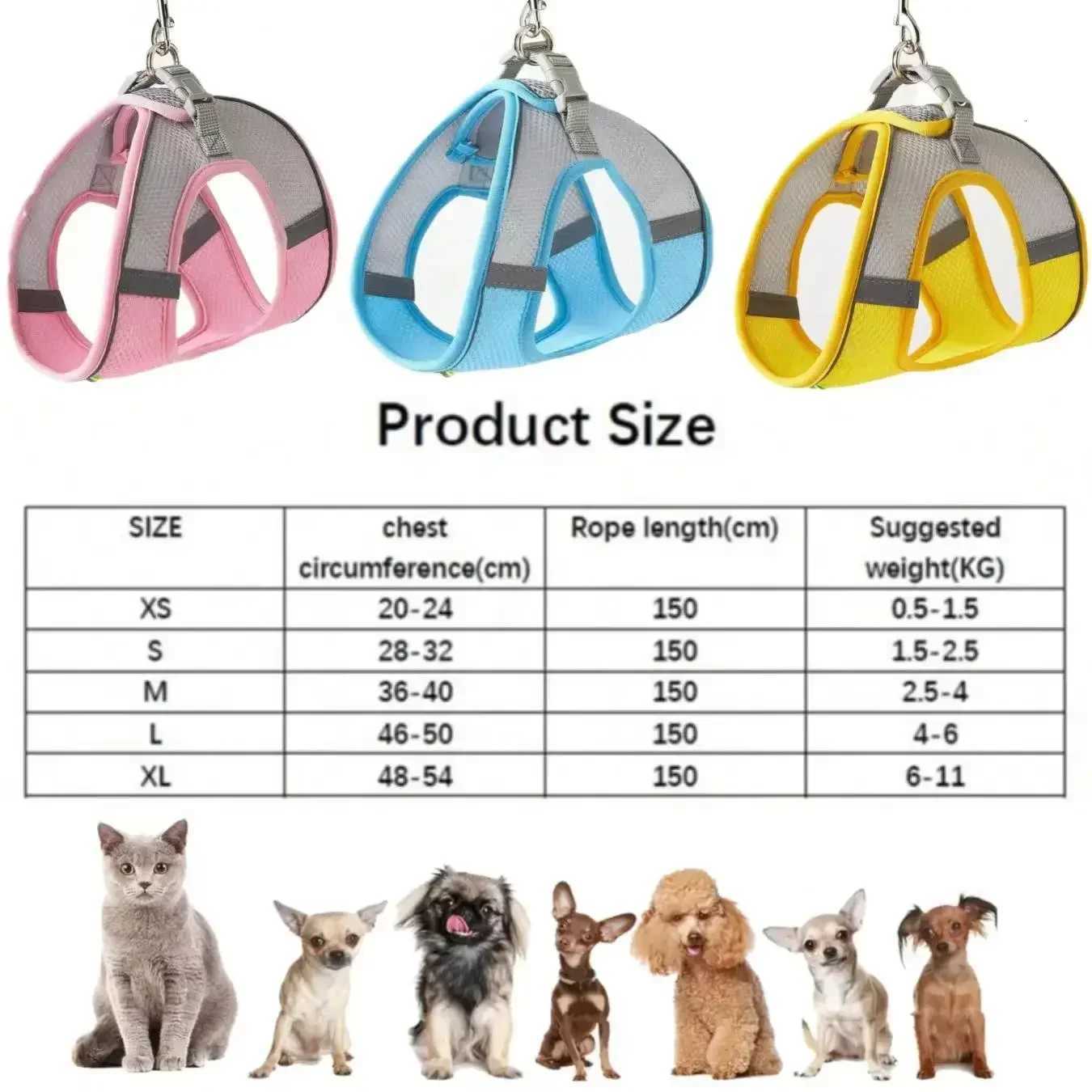 Breathable Pet Harness Adjustable Reflective Dog/Cat Vest Harness for Small Cats Dogs Breathable Outdoor Walking Pet Supplies M251213