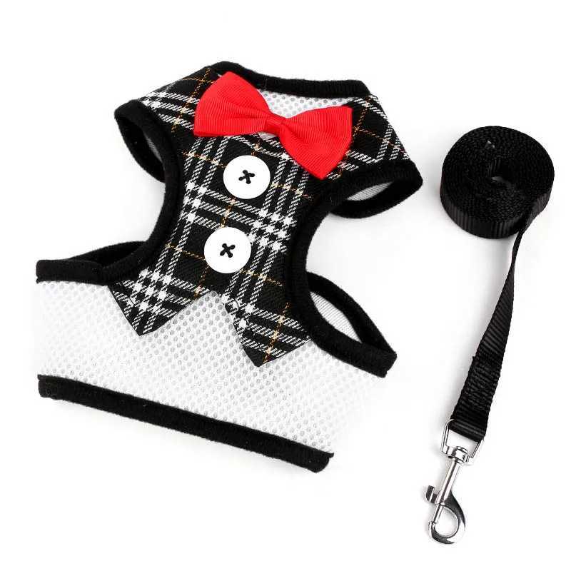Cute Bowknot Cat Dog Harness Nylon Vest with Leash Bowtie Adjustable Suit Tuxedo Cat Harness Leash Set For Cats Puppy M251213