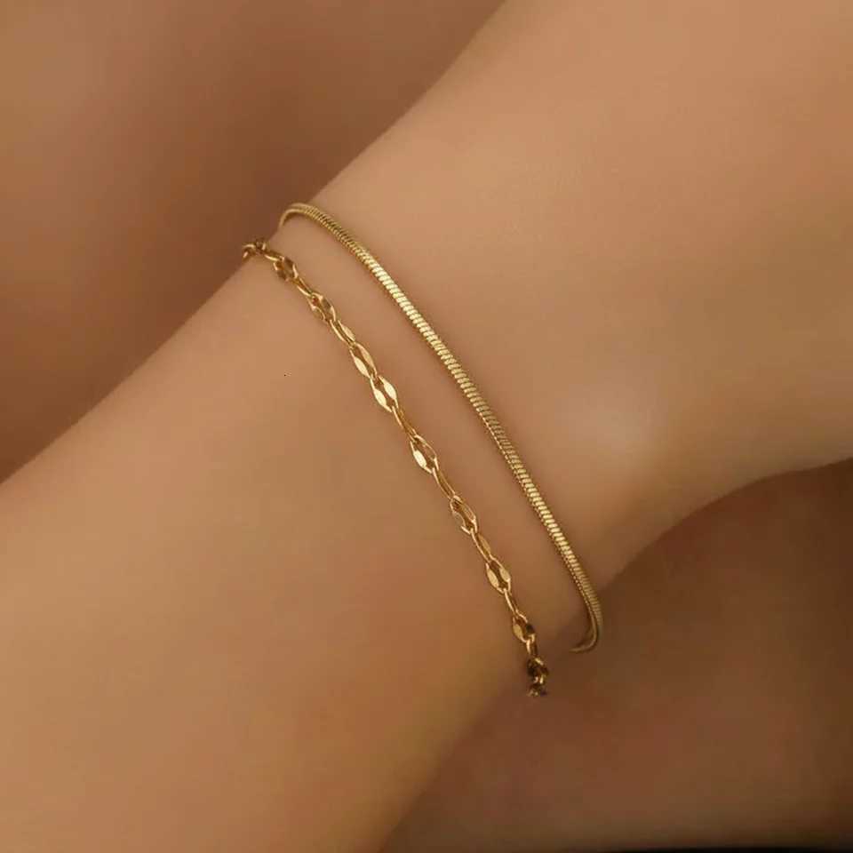 Stainless Steel Lip Chain Premium Double-Layer Minimalist Womens Fashionable Versatile Wrist Accessory Creative Gift M251213