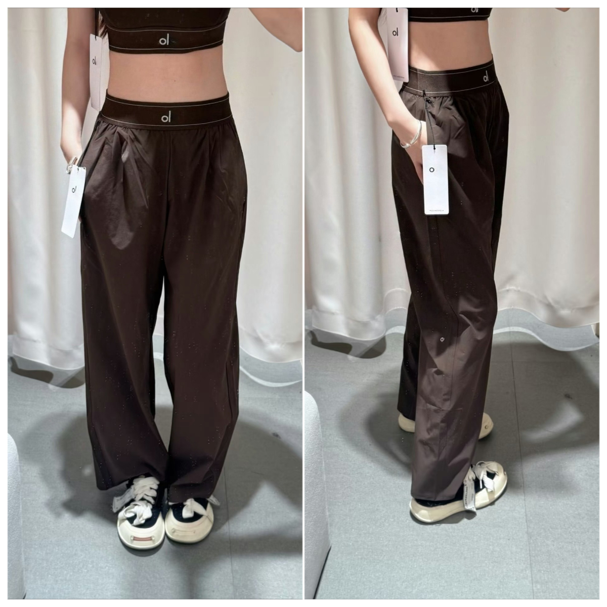 Womens Yoga Pants Wide-Leg Pants Sweatpants Full Length High - Waist Loose Casual Straight - Leg Trousers with Pockets