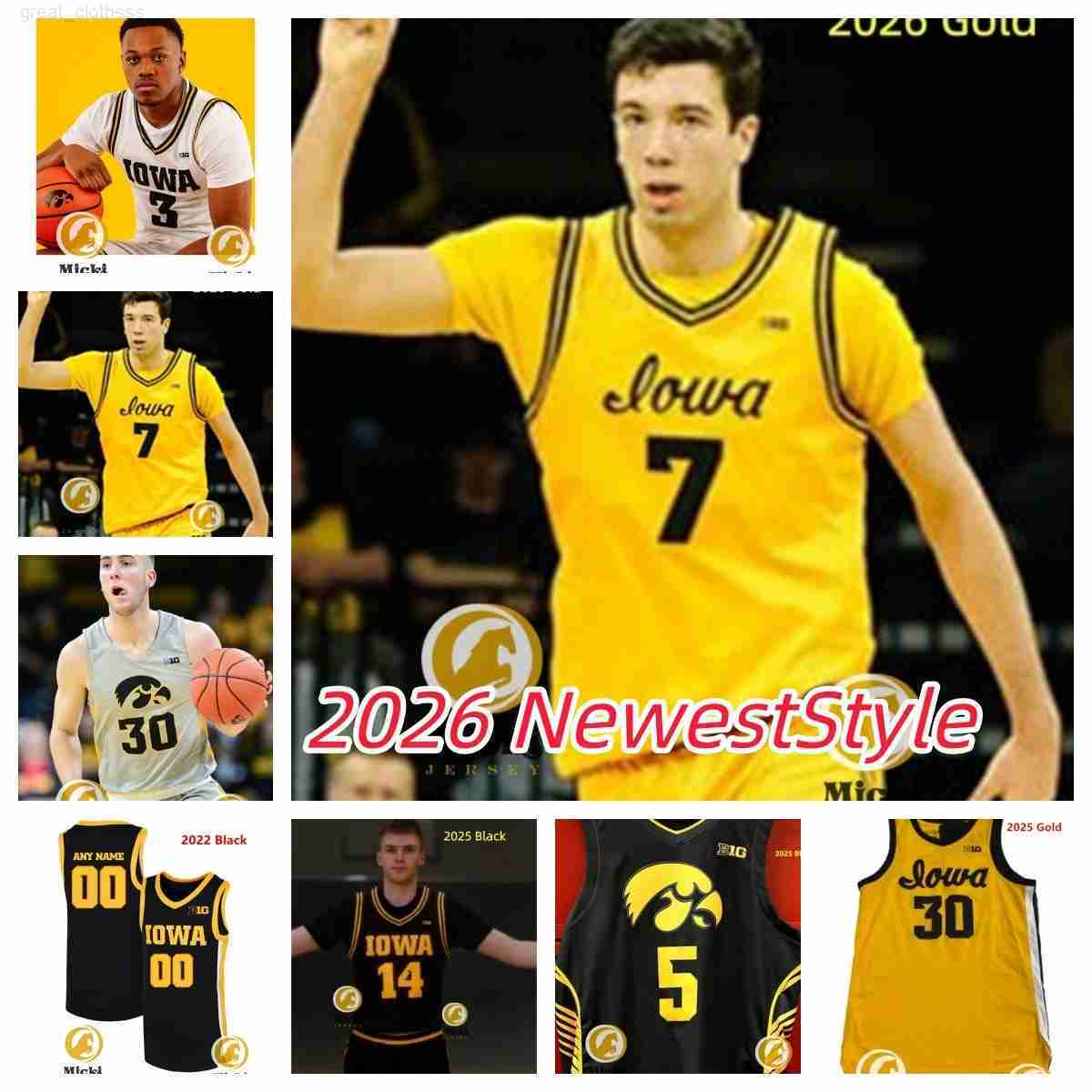 Alvaro Folgueiras Iowa Basketball Jersey 14 Bennett Stirtz 3 Cam Manyawu 5 Peyton McCollum 6 Tavion Banks 11 Kael Combs Custom Stitched IowaHawkeyes Jerseys