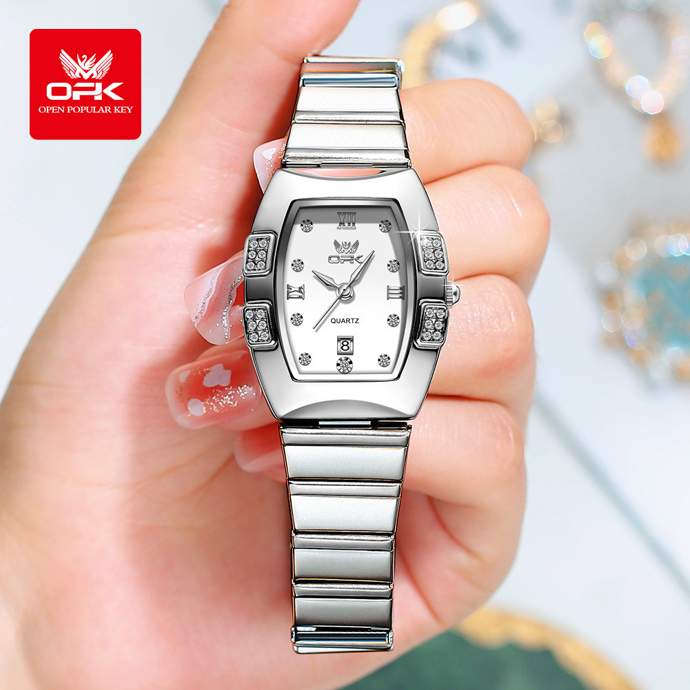 OPK Designer Women's Watch: Fashionable, Simple And Luxurious Outdoor Sports Wristwatch, Square Steel Band Waterproof Luminous Quartz Women'