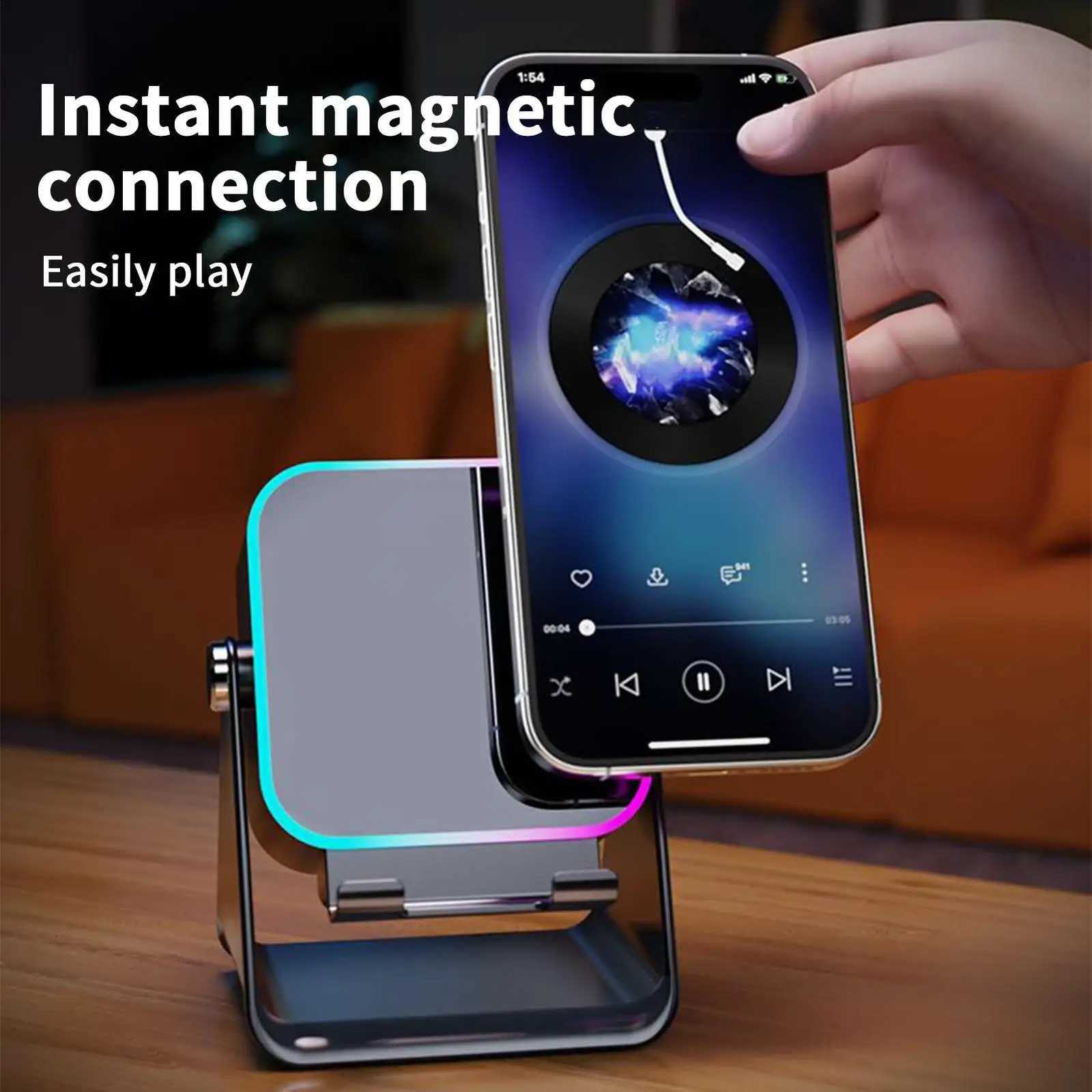 Upgraded Folding Phone Holder With Induction Speaker Light 10W Portable Audio Bracket For Desk Home Office Travel Decor X251213