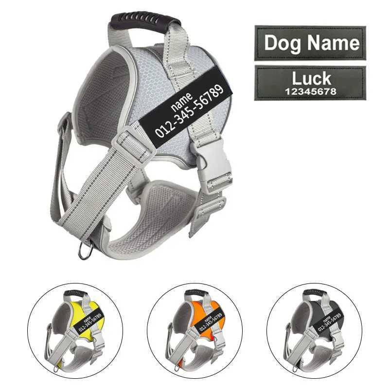 Customized Name Dog Harness Labrador Retriever Harness Medium Large Dog Reflective Adjustable Outdoor Walking Pet Supplies M251213