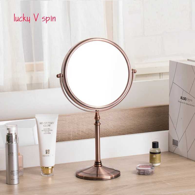 Bronze 8 inch Desktop Makeup Mirror 2-Face Metal 3X Magnifying Cosmetic Mirror make up ladys private mirrorsT251213