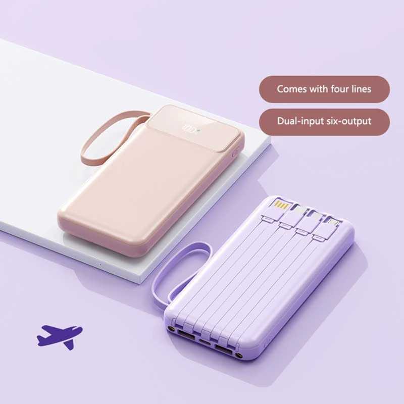 100000mAh 4in1 Power Bank With Built-in Cable Large-capacity Cpact And Portable Power Bank for iPhone 17Prax H251213
