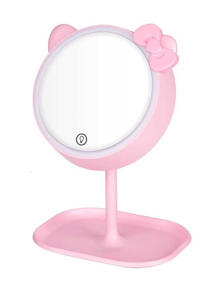 Pink Cat Makeup Mirror with Led Mirrors Standing Mirror Touch Screen Vanity Mirror Adjustable Light Desk Cosmetic MirrorsT251213