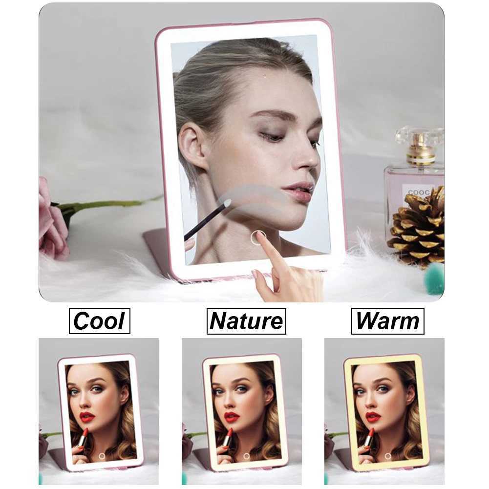 USB Charing Folding Makeup Mirror 10x Magnifying Touch Screen Dressing Cosmetic Glass LED Light Bedroom Beauty Vanity Table ToolT251213