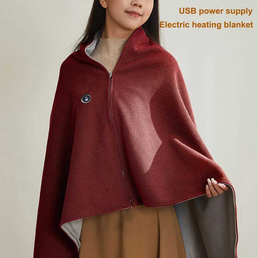 Wearable Heating Electric Blanket Shawl 3 Heating Levels USB Heated Blanket Shawl Portable Body Warmer Blanket for Home Office Y251212