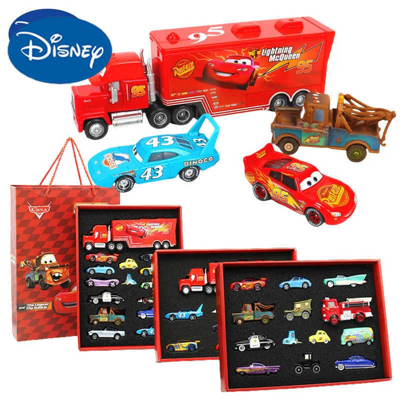 Disney 8/13/15Pcs Pixar Cars Gift Box Metal Diecast lightning McQueen Car Model Toy Jackson Uncle Truck Boy Birthday Toys H251213