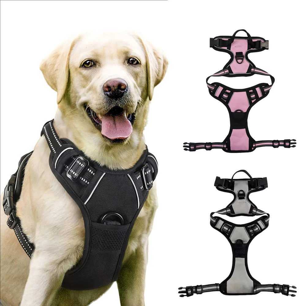 Dog Harness No-Pull Service Vest with Reflective Adjustable Soft Padded Comfortable for Outdoor Easy Walking No Choke for Pets M251213
