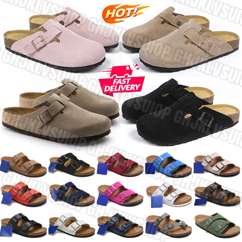 Designer slides clogs Indoor Slide clog Genuine Leather slippers Breathable Outdoor winter Shoes Men Women Black Brown Mud grayish green mules Autumn Flip Flops