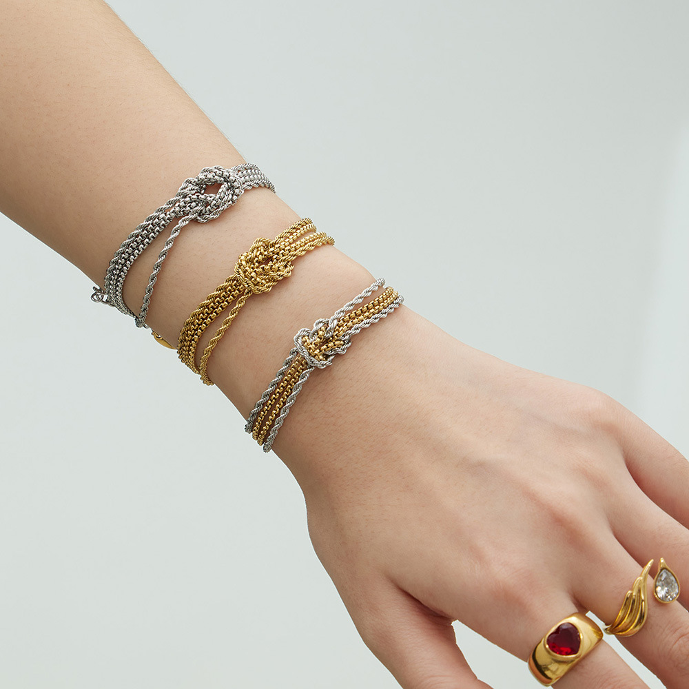 TaiYang Luxury Brand Designer Jewelry New Knotted Bracelet Designer for Women Fashion 18K Gold/Silver Plated Eco Stainless Steel Heavy Duty Unisex Cha