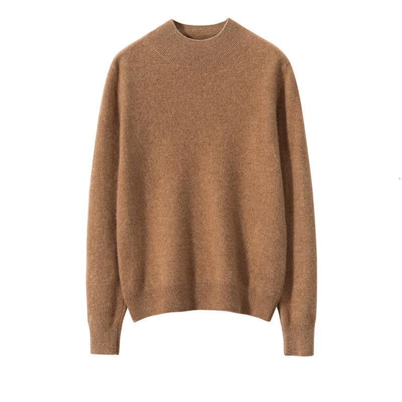 Autumn Winter New Womens Half Turtleneck Cashmere Sweater Loose Pullover Versatile Sweater Inner Knitted Cashmere Base Shirt