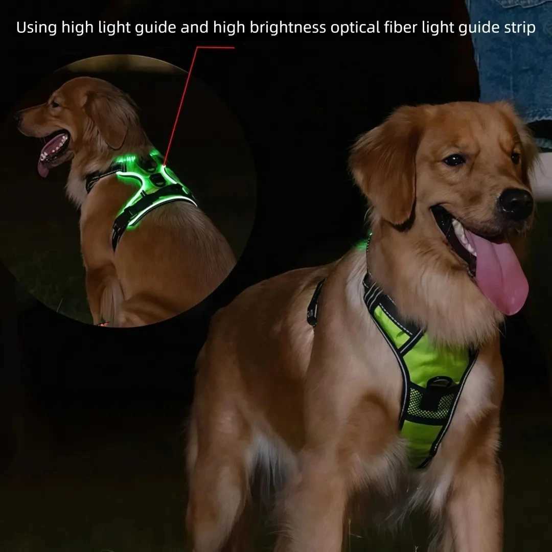 LED Glowing Luminous Dog Harnesses Essential for Dog Walking Safety At Night Dog Vest with Three LED Light Modes Rechargeable M251213