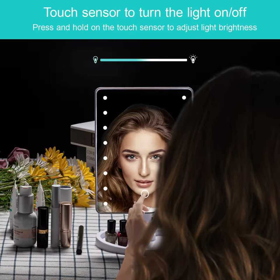 Lighted Makeup Mirror Square Battery -use Beauty Mirror Touch Screen VanityMirrorBrightnesT251213