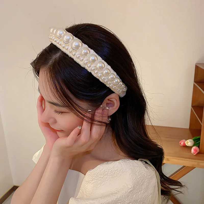 French Retro Imitation Pearl Veet band for Wen Hair Accory Fashionable High Cranial Top Cprion Hair Accories Y251213
