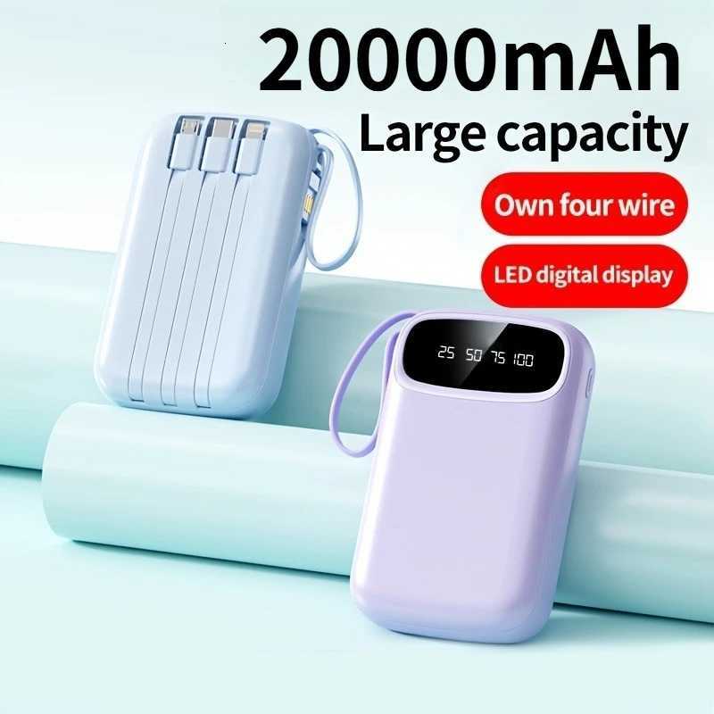 20000mAh 4 in1 Built-in Cable Power Bank 225W Fast Charging Portable Charger tra Slim External Battery for IPhone H251213