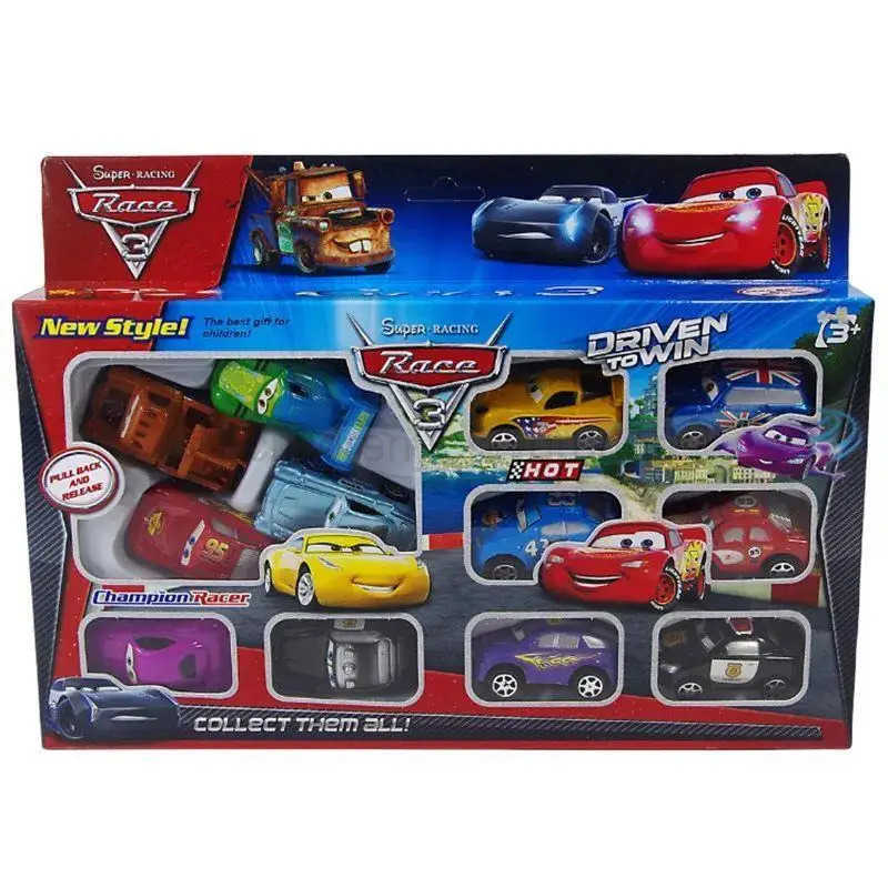 Disney 12pcs/Set Pixar Cars Lightning Mcqueen Jackson Storm Mater Pvc Model Back-Force Car Toy For Kids Birthday Gift Set H251213