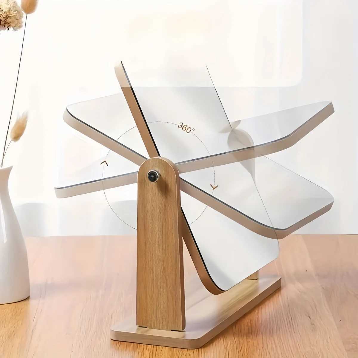 360 degree adjustable optional wooden desktop makeup mirror European minimalist beauty mirrornatural wood color mirrorT251213