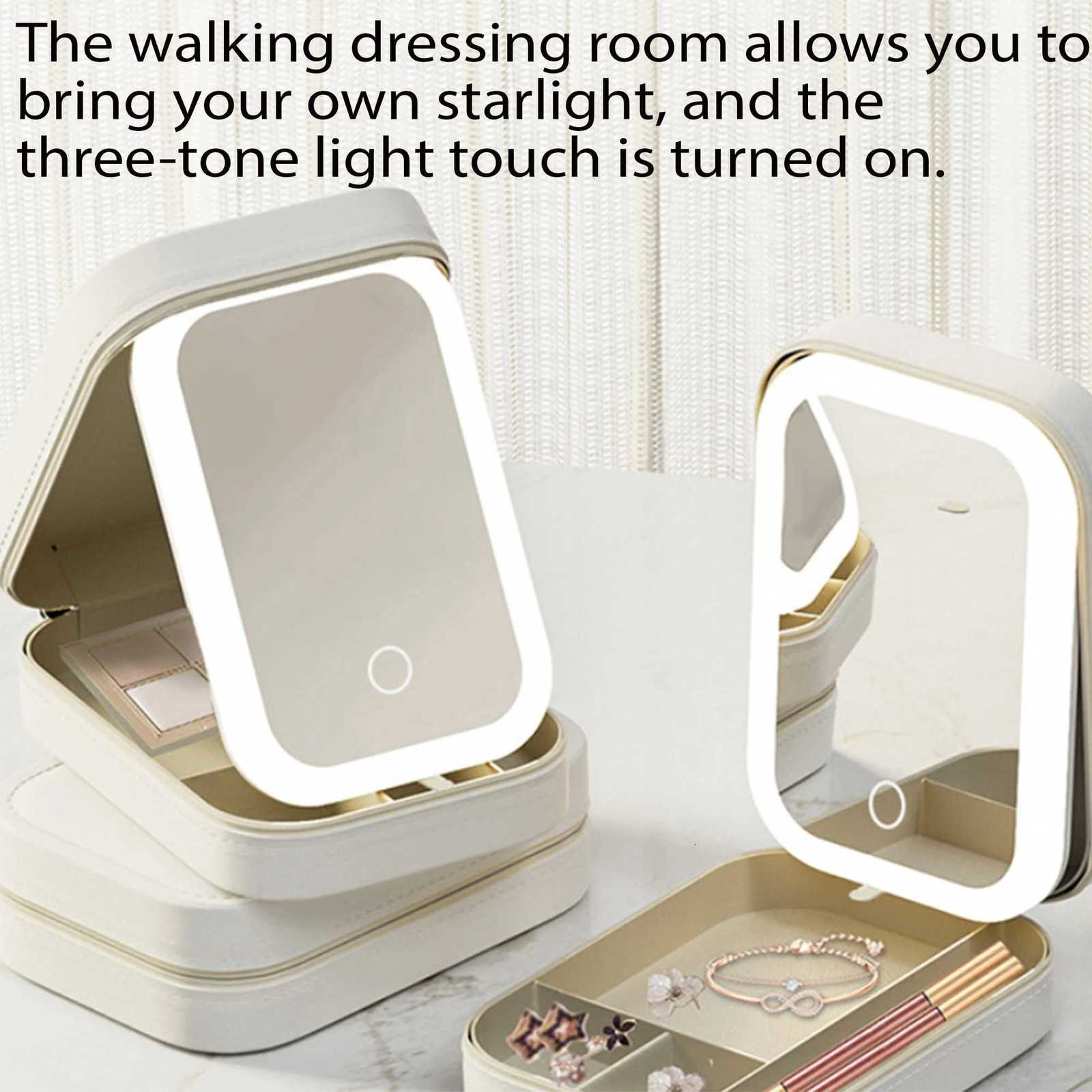 LED light travel cosmetic bag Built-in portable cosmetic mirror makeup clear help perfect makeupT251213