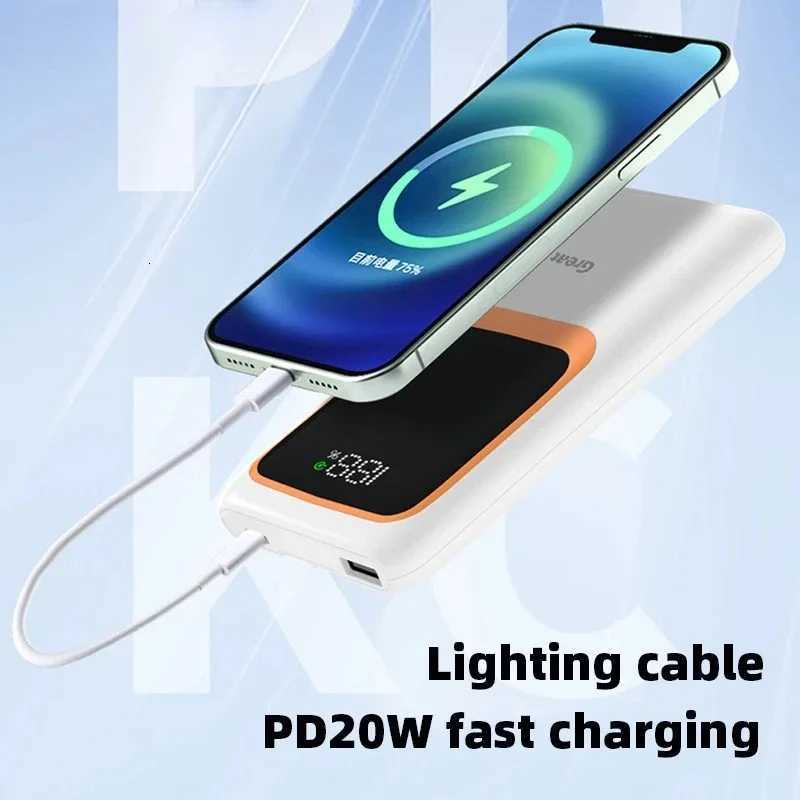 20000mAh Large Capacity Power Bank Built-in Cable 10000mAh 225W USB C Fast Charging External Spare Battery For iPhone 14 H251213