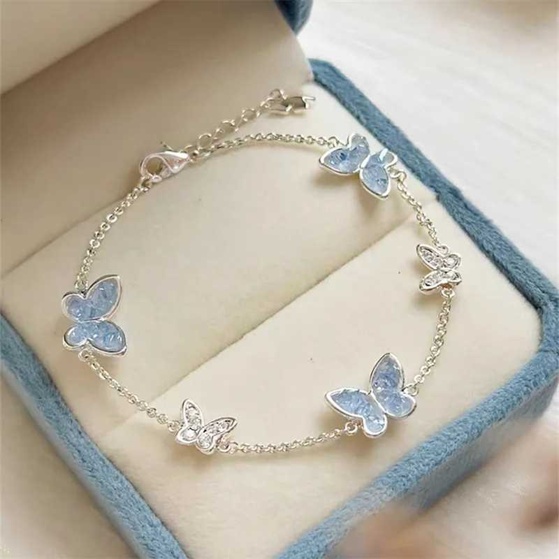 Fashion Silver Color Crystal Butterfly Jewelry Set Adjustable Earrings Necklace Ring for Women Handmade New Year Gift M251213