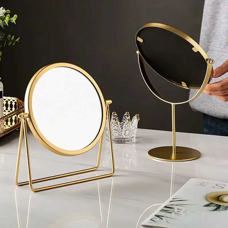 360 Degrees Rotate Iron Desktop Mirror Texture Ladies Makeup Mirror Creative Iron Mirror Strong Sense Of StyleT251213