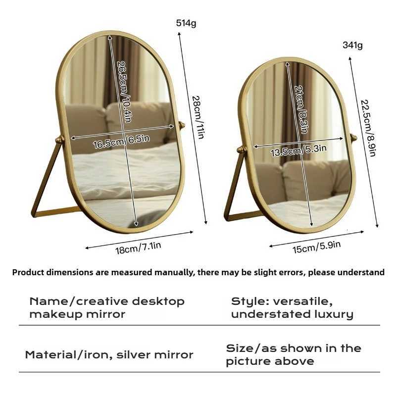 1PC Portable Foldable Oval Makeup Mirror Desktop Dressing Table Cosmetic Mirror Ins Style for Bedroom Dorm Travel UseT251213
