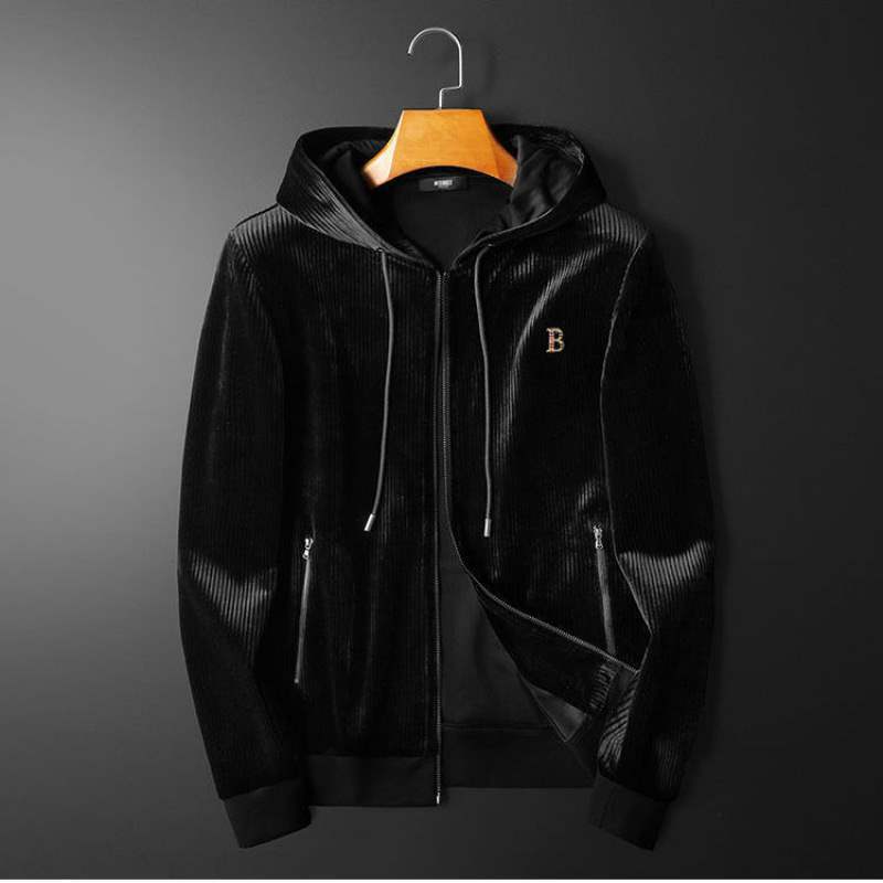 Men's Tracksuits High End Leisure Sports Hooded Set Gold Velvet Two Piece Loose Autumn And Winter Wear M-4XL