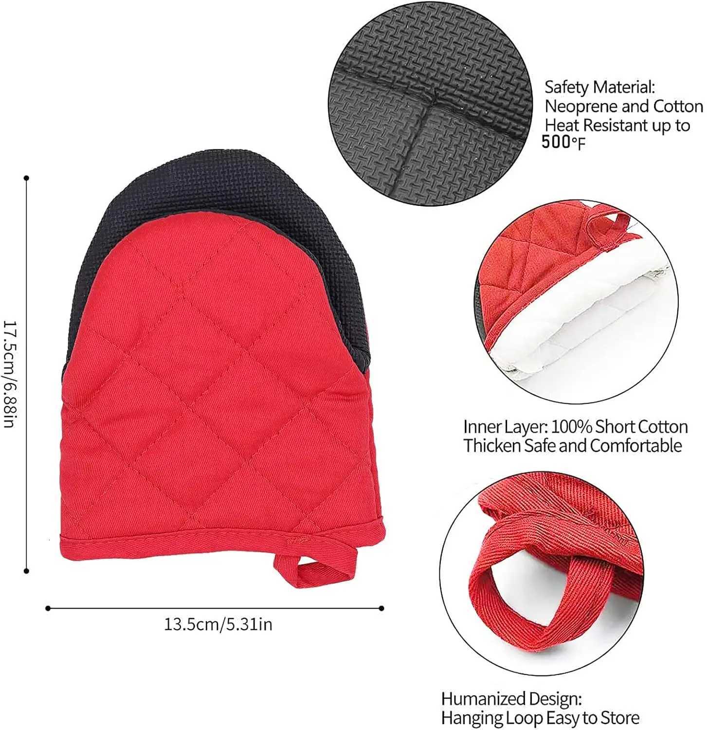 Kitchen Oven Mitts High Heat Resistant Short Oven Gloves Anti-scald Non-Slip Grip Surfaces Hanging BQ Baking Cooking Anti Scald H251212