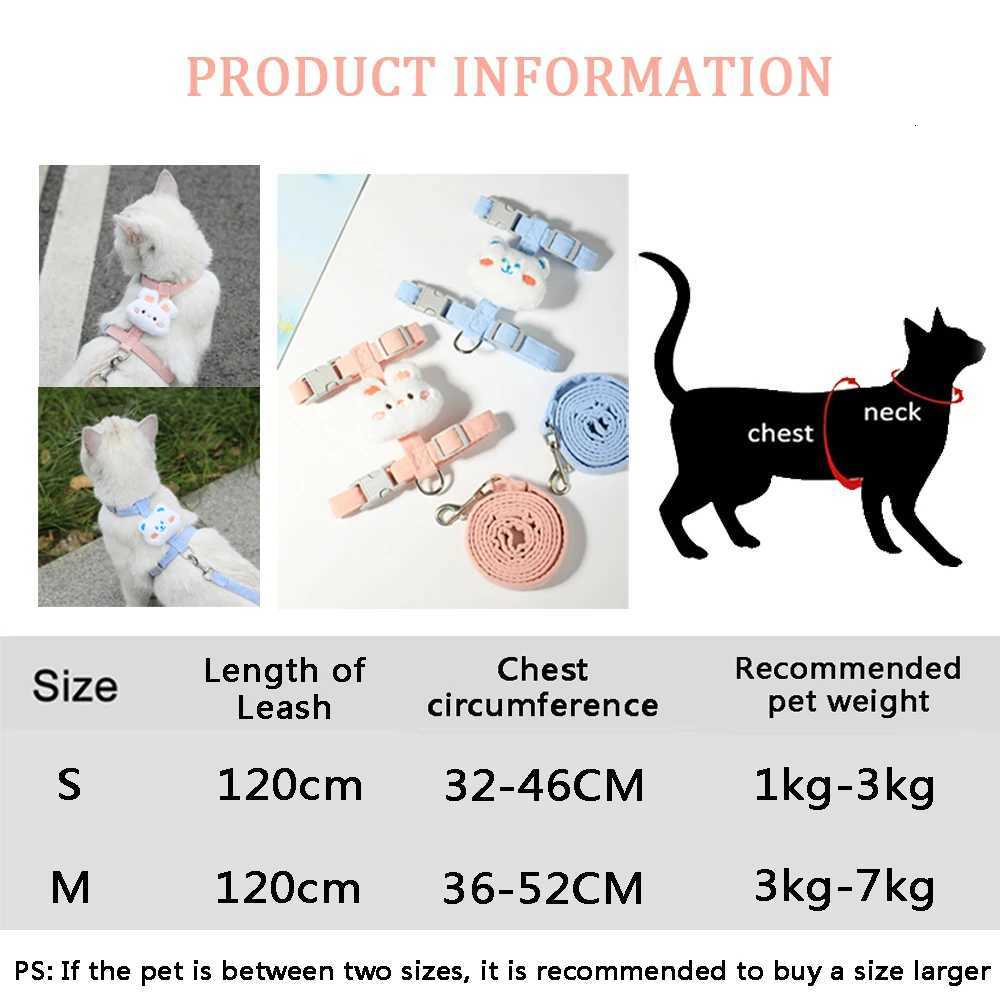 Breathable Cute Small Cat Harness Outdoor Walking Rabbit Pattern Adjustable Pet Harness and Leash Set M251213