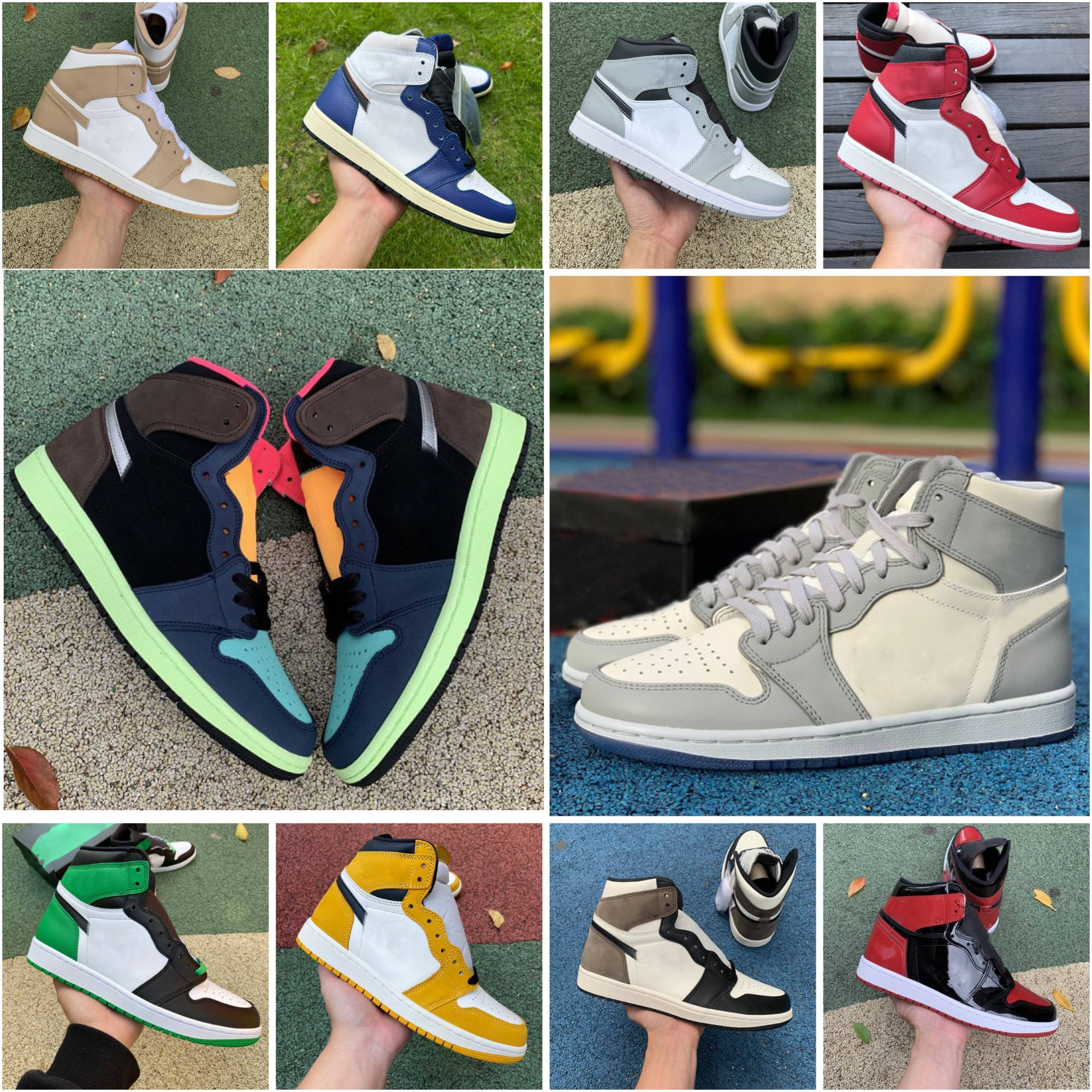 Designer 1 1s Mens Basketball Shoes University Blue Leather Hyper Royal Smoke Grey Chicago Red Dark Mocha OG Digital Pink j1 Men Women Sports trainers Sneakers 36-47