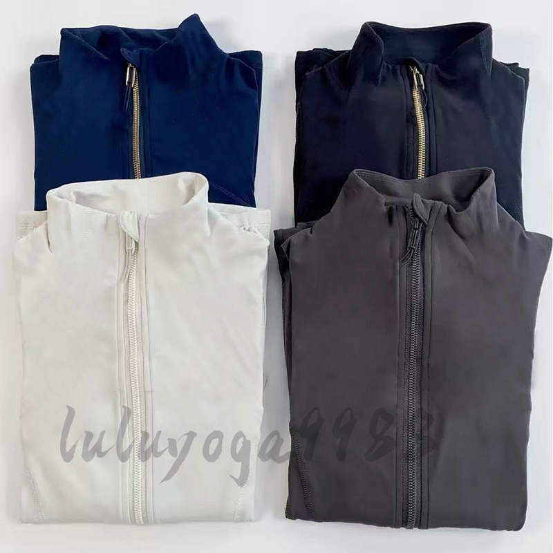 Womens Yoga Jackets Fitness Cropped Gold Zipper jacket Lycra Quick-Drying Yoga Set Designer Long-Sleeve Thumb Hole Training Running Jacket Women Slim Sports Coat
