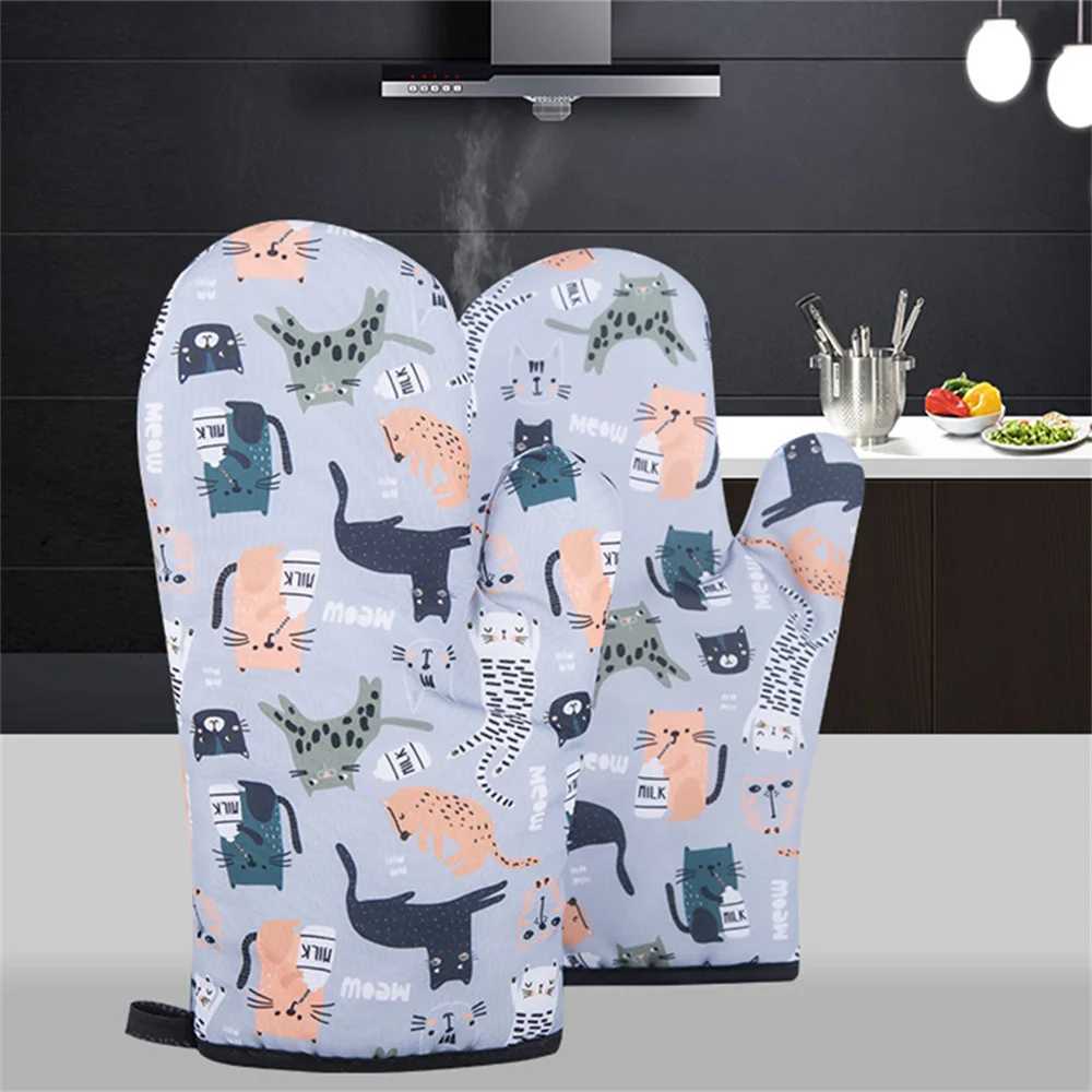 1/2pcs Microwave Mitts Gloves Anti-scald Heat Resistant Insation Non-slip Kitchen Scalding Tools Oven Mitts Baking Accessories H251212