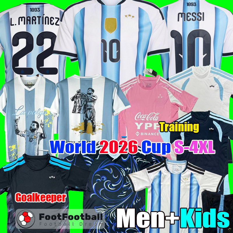 S-4XL 2026 Argentinas World Soccer Jerseys Cup DI MARIA DYBALA Football Shirt MARADONA MONTIEL MARTINEZ men kids Kit Camiseta de Futbol tops