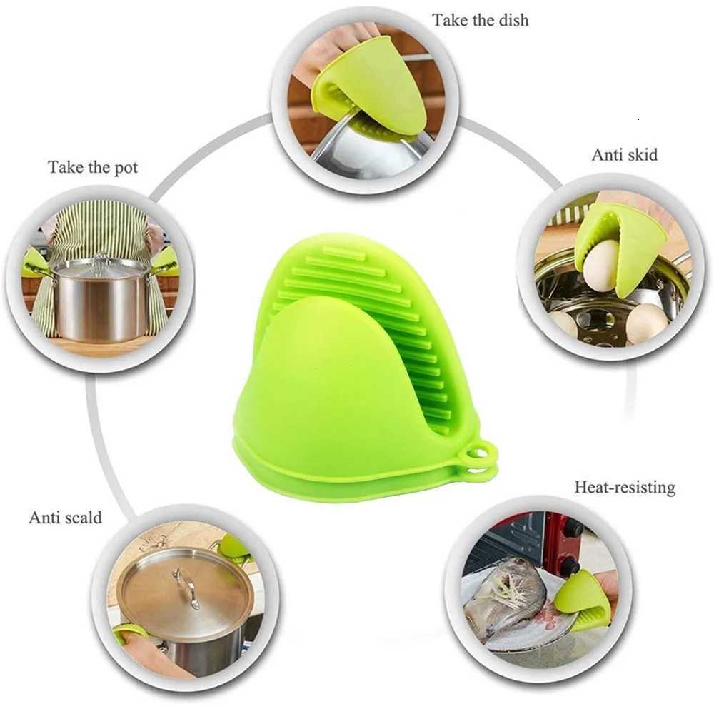 4pcs Oven Glove Thicken Silicone Pot Holder Mini Oven Mitts Heat Resistant Pinch Covers for Baking Kitchen Cooking BBQ Grilling H251212