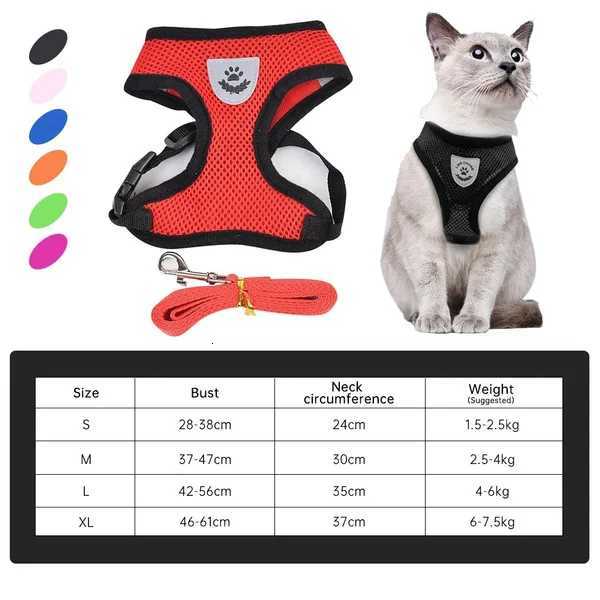 Dogs Puppy Harness Collar Cat Dog Adjustable Vest Walking Lead Leash Soft Breathable Polyester Mesh Harness For Small Medium Pet M251213