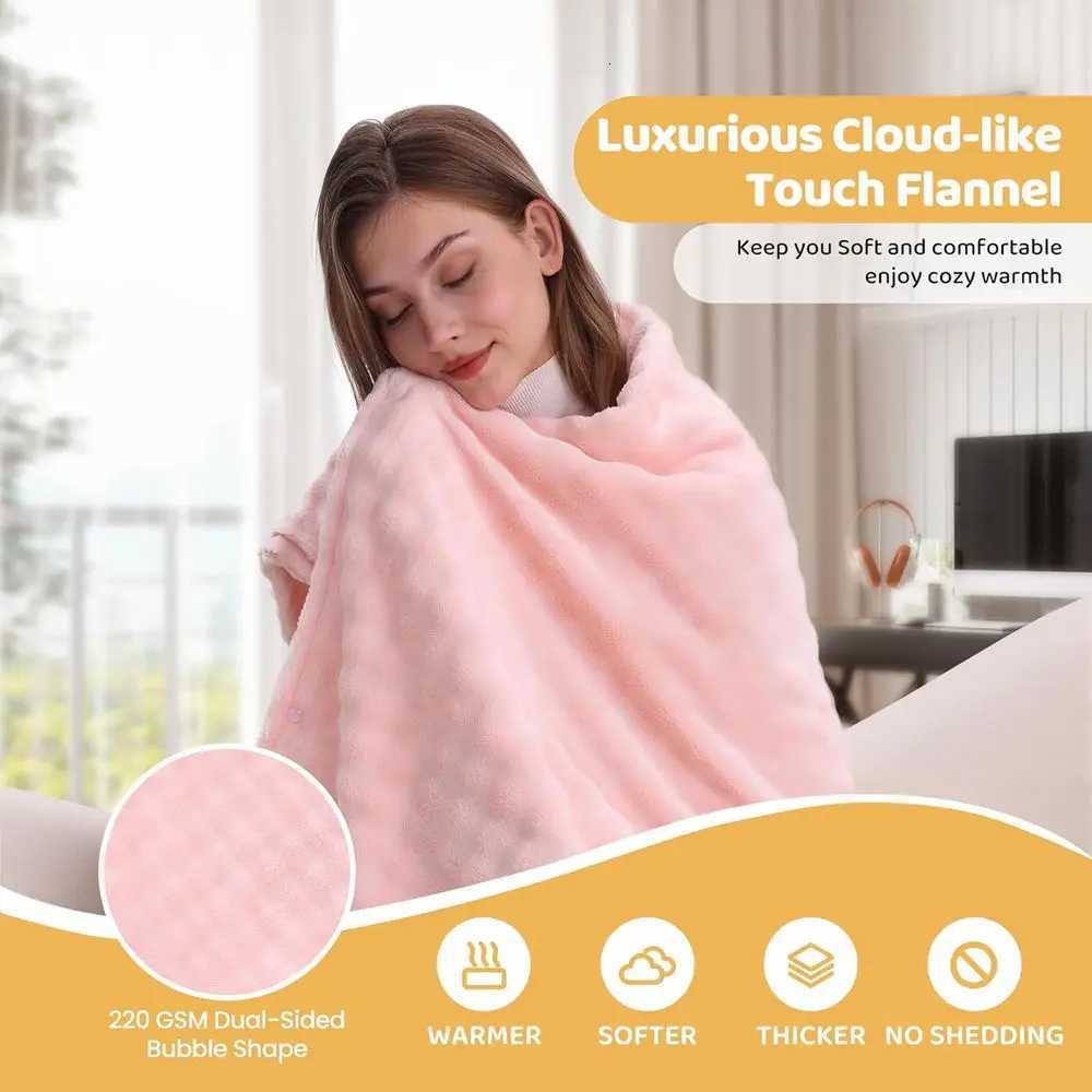 Portable Electric Heated Blanket with 20000mAh Battery 59x355 3 Heat Levels Pink Y251212