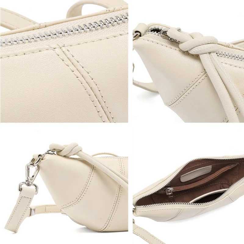 Womens Croissant Shoulder Bag Fashion Luxury Genuine Leather Handbag with Zipper Inner Pocket for Girl Party Shopping GiftT251213