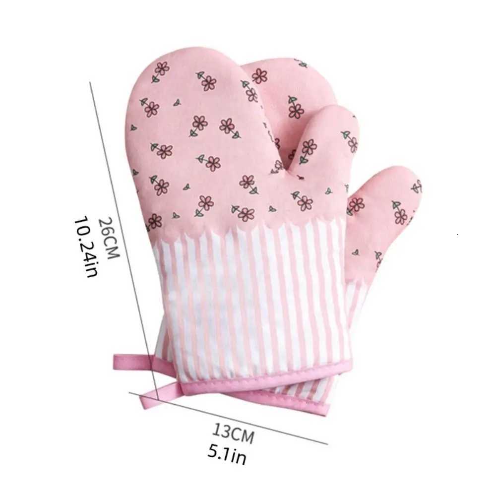 Household Printed Flower Dots Heat Insation Gloves Thicke Anti-Scalding Insation Gloves Microwave Gloves Kitchen H251212