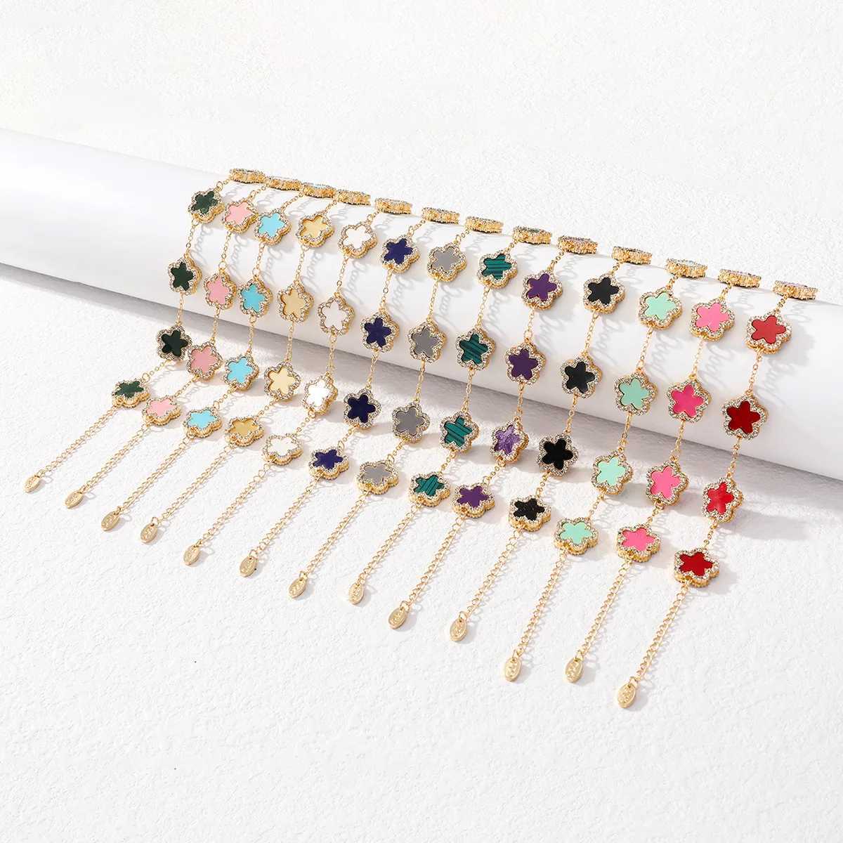 Multi-style diamond-encrusted five-pointed star-shaped flower-shaped fashionable and elegant luxury eco-friendly material women's single bracelet