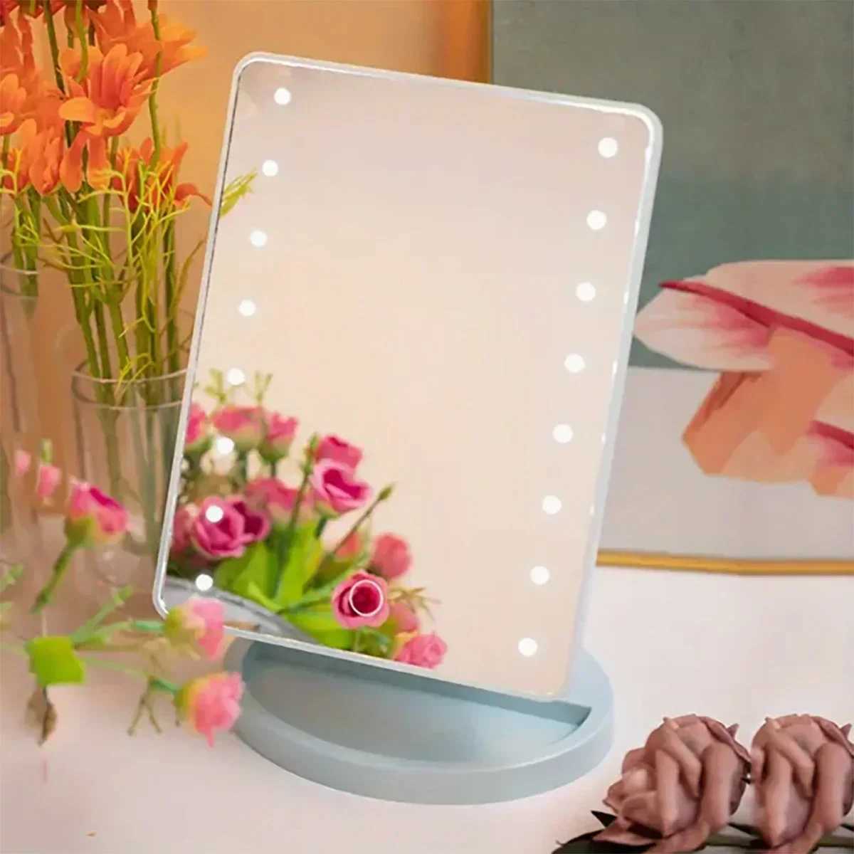 1PC Adjustable LED lighting cosmetic mirror with touch control desktop installation and battery power supplyT251213