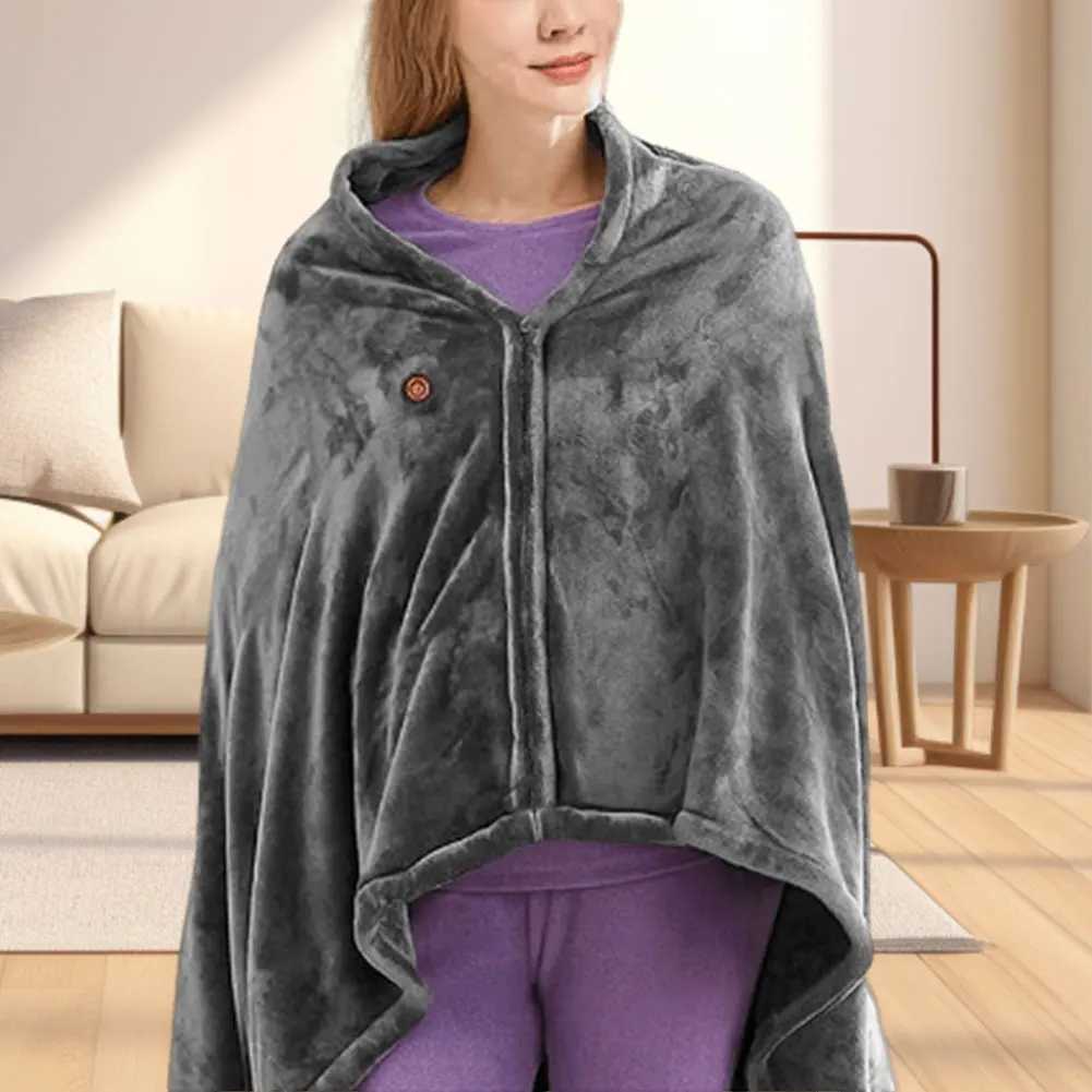 USB Electric Heated Blanket 3 Heating Levels Fleece Heated Blanket Portable Heated Blanket Cape for Household and Office Y251212