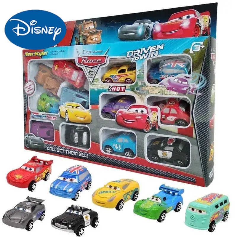 Disney 12pcs/Set Pixar Cars Lightning Mcqueen Jackson Storm Mater Pvc Model Back-Force Car Toy For Kids Birthday Gift Set H251213