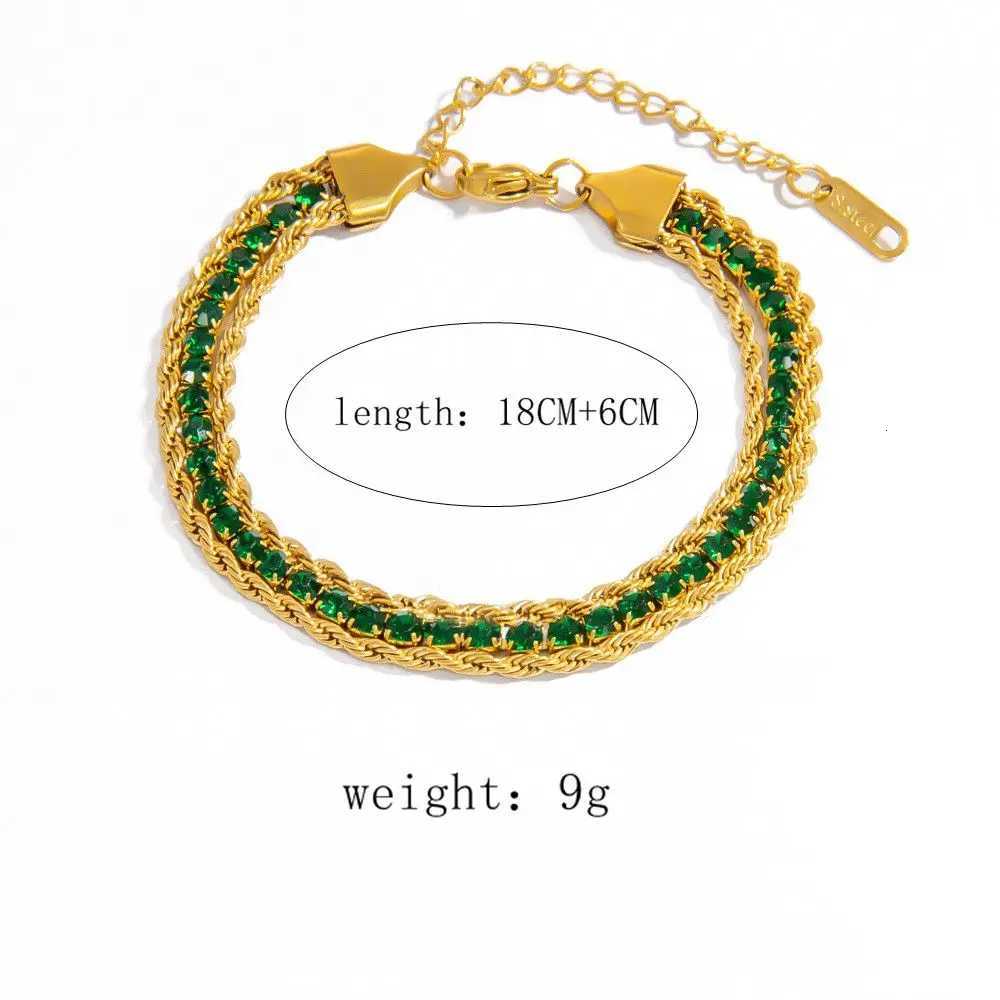 Adjustable 18K Gold Plated Stainless Steel Tennis Zircon Three Layers Rope Chain for Women M251213