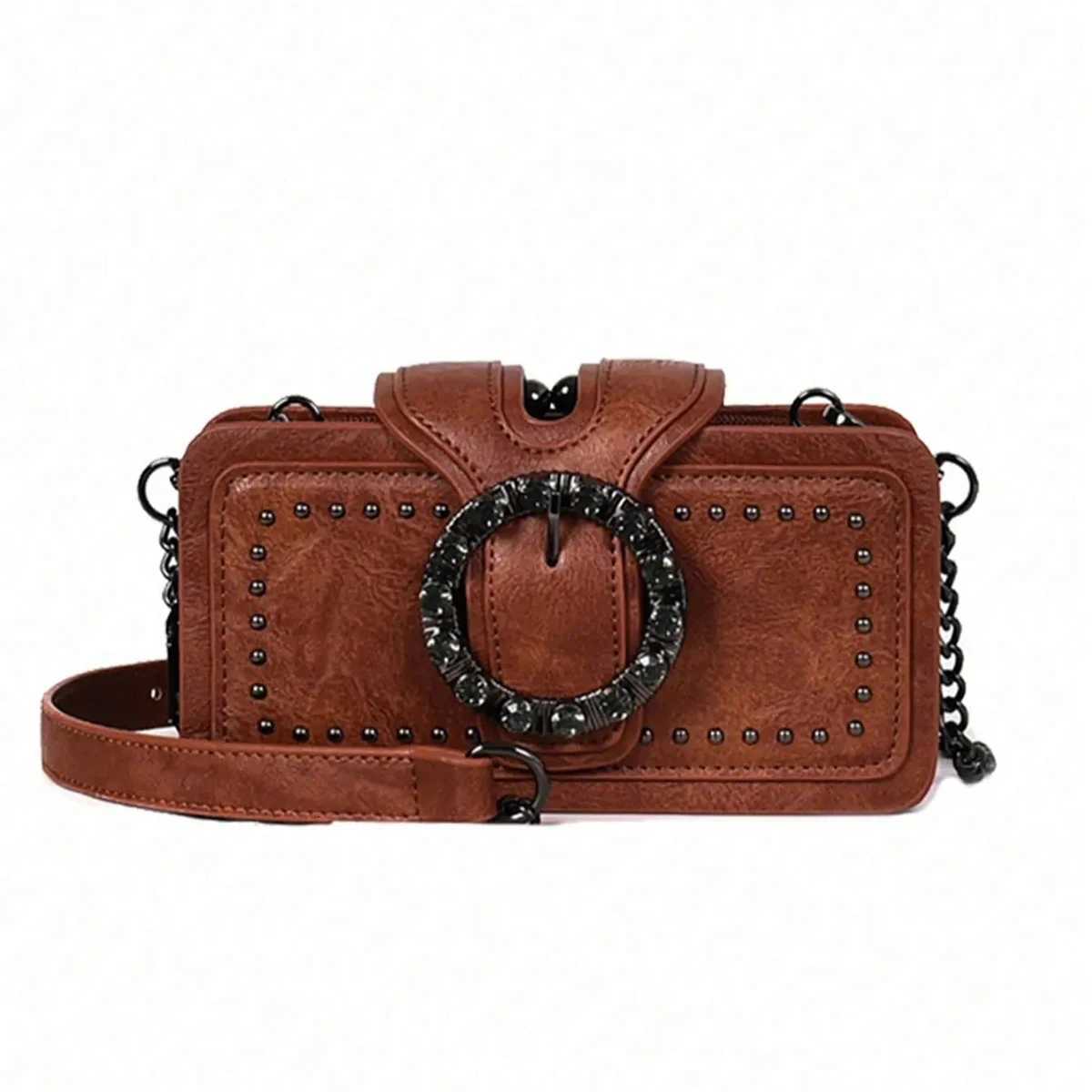 Retro trendy everyday versatile rivet decorated crossbody bag niche design fashionable and popular shoulder bagT251213
