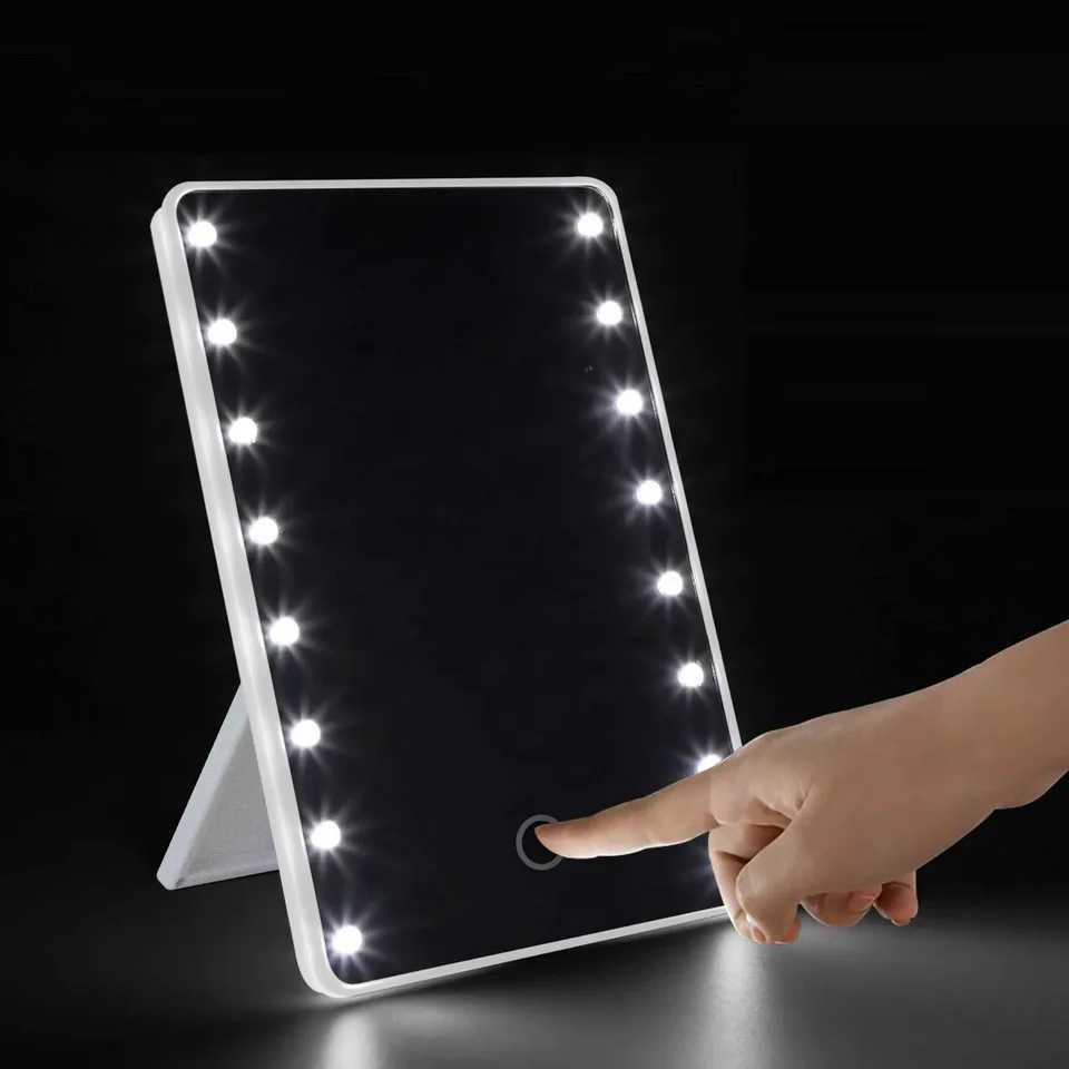 Vanity Makeup Mirror With lights Cosmetic Mirror Touch Switch Portable USB Charge or Battery Power Folding Stand Travel HandheldT251213